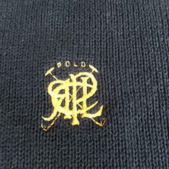 Bold/rich/navy, elbow sleeve patches,gold “POLO PRL” ensignia/left breast front. - Picture 3 of 6